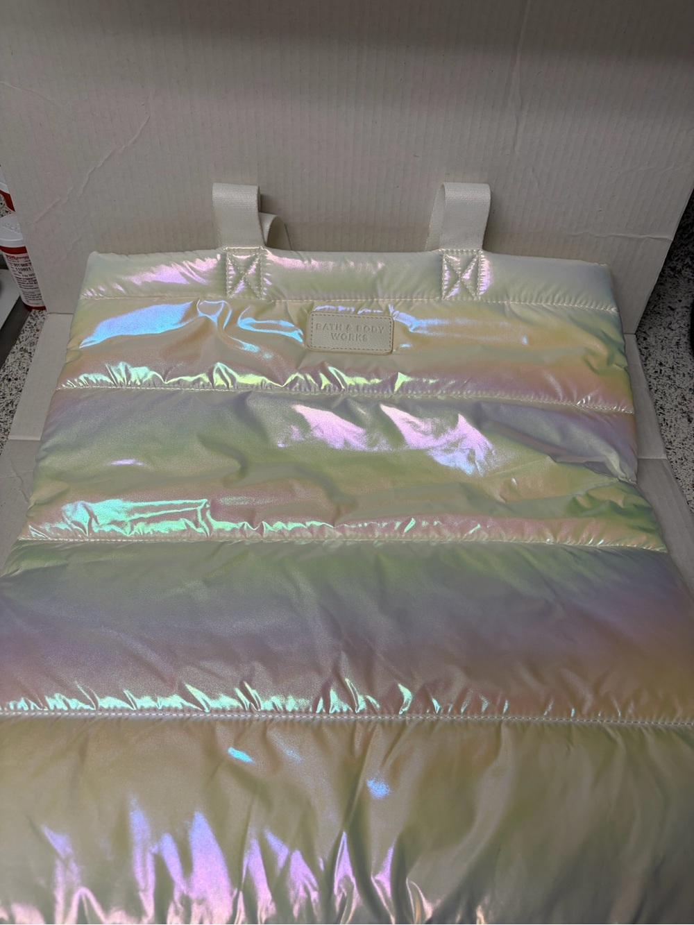 Bath & Body Works Iridescent Cream Puffer Cosmetic Bag